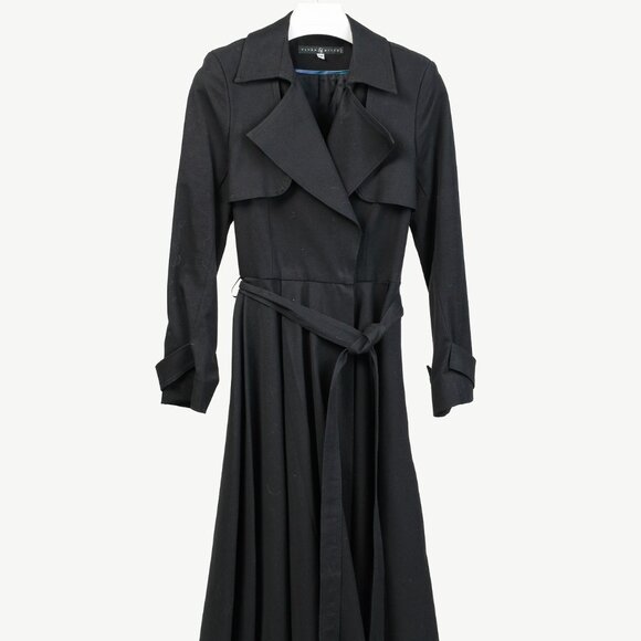 Tavan & Mitto Black Full Skirt Trench Coat - Picture 1 of 9